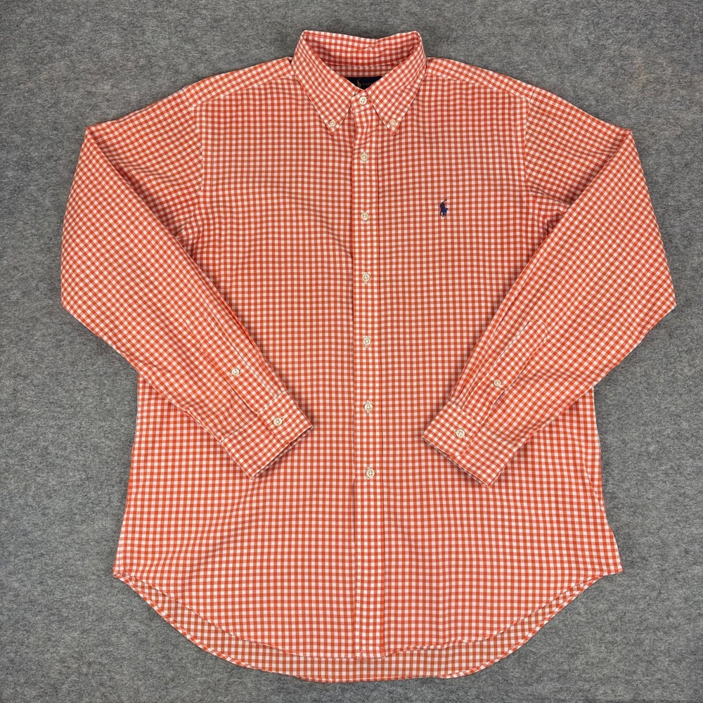 Ralph Lauren Classic Fit Button‎ Down Shirt Long Sleeve Gingham Mens Large L